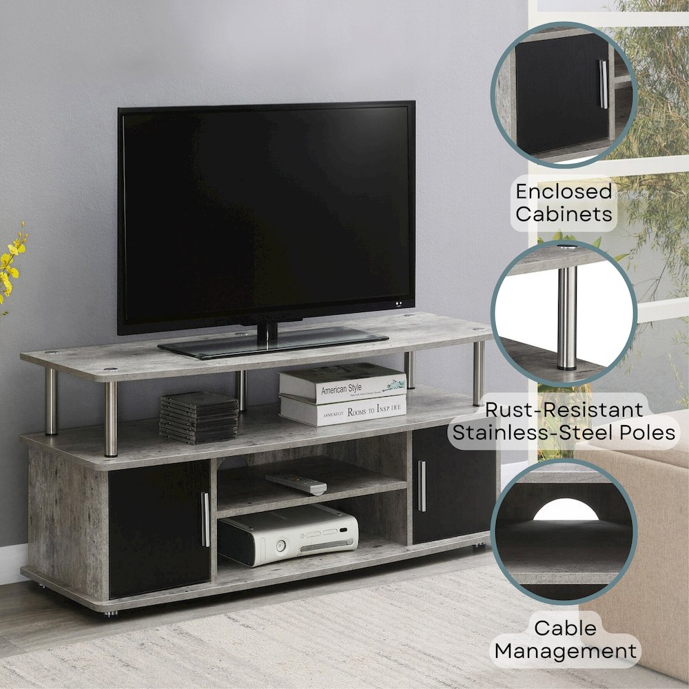 Designs2Go Monterey TV Stand with Cabinets and Shelves for TVs up to 55 Inches