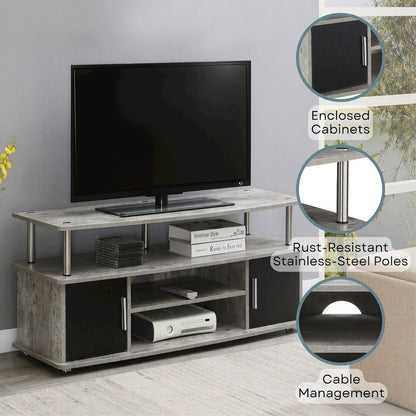 Designs2Go Monterey TV Stand with Cabinets and Shelves for TVs up to 55 Inches