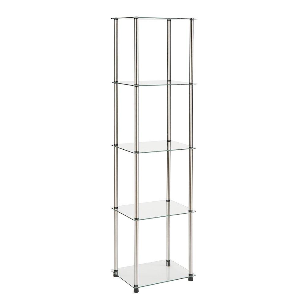 Clear 5-Tier Tempered Glass Tower, Elegant Display Stand for Modern Interiors