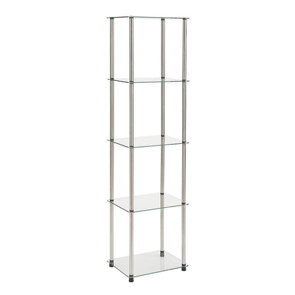 Clear 5-Tier Tempered Glass Tower, Elegant Display Stand for Modern Interiors