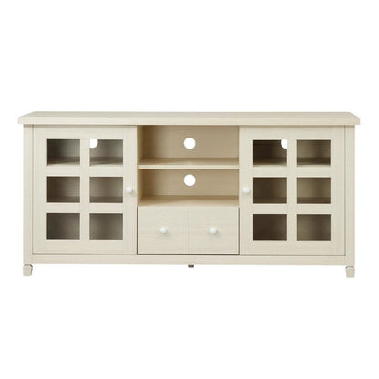Beige Wooden TV Stand with Storage Cabinets and Shelves for Up to 65-Inch TVs