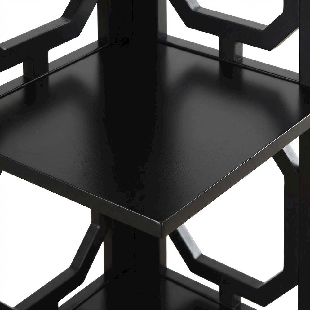 Black 3-Tier Corner Bookcase with Space-Saving Design and Durable Finish