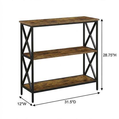 Powder Coated Metal 3-Tier Bookcase with Durable Finish