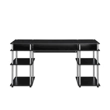 Black Deluxe Student Desk With Shelves And Modern Design