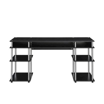 Black Deluxe Student Desk With Shelves And Modern Design