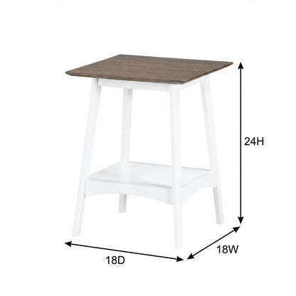 Black End Table with Wooden Top for Living Room and Bedroom Use