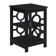 Black wooden end table with modern design and sleek finish