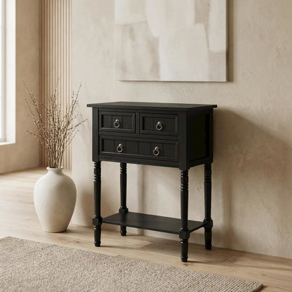 Black Hall Table, Rubberwood and MDF, Slim Entryway Console