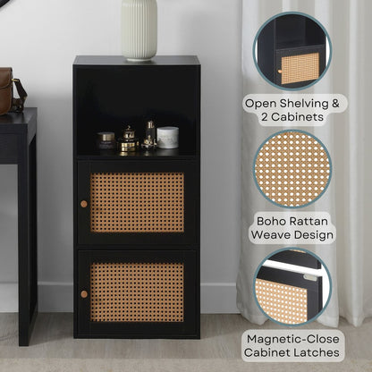 Xtra Storage Boho Weave 2 Door Cabinet with Shelf