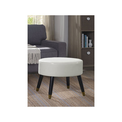 Designs4Comfort Mid Century Ottoman Stool, White Faux Leather
