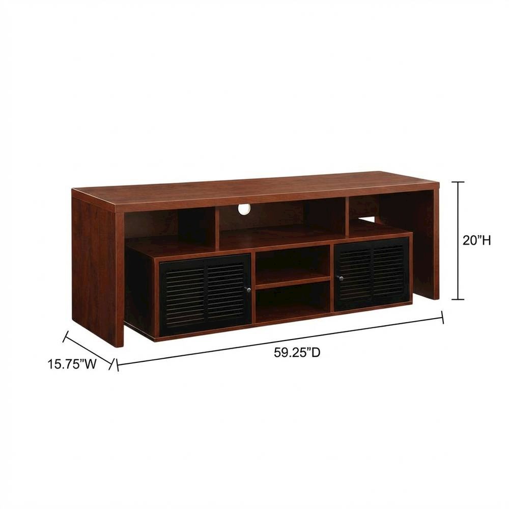 Cherry wood TV stand with melamine veneer and ample storage space