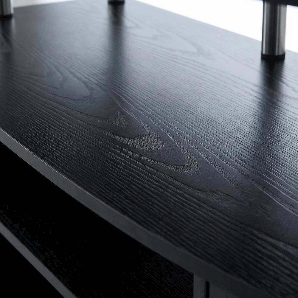 Cherry/Black TV Stand with Cabinets and Shelves for 55-Inch TVs