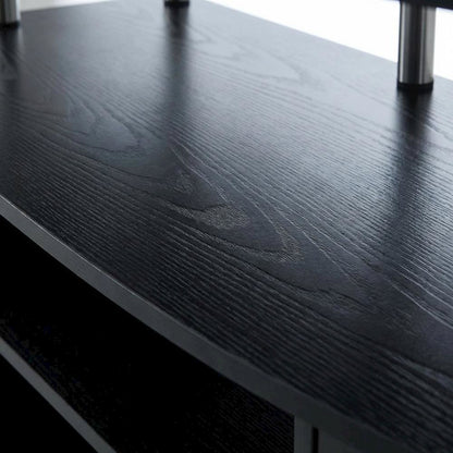 Cherry/Black TV Stand with Cabinets and Shelves for 55-Inch TVs