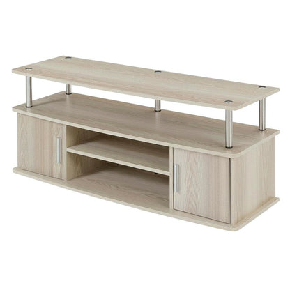 Ice White TV Stand with Cabinets and Shelves for 55-Inch TVs