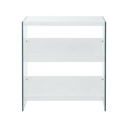 Wooden Bookcase with Particle Board and Glass Shelves for Home Office