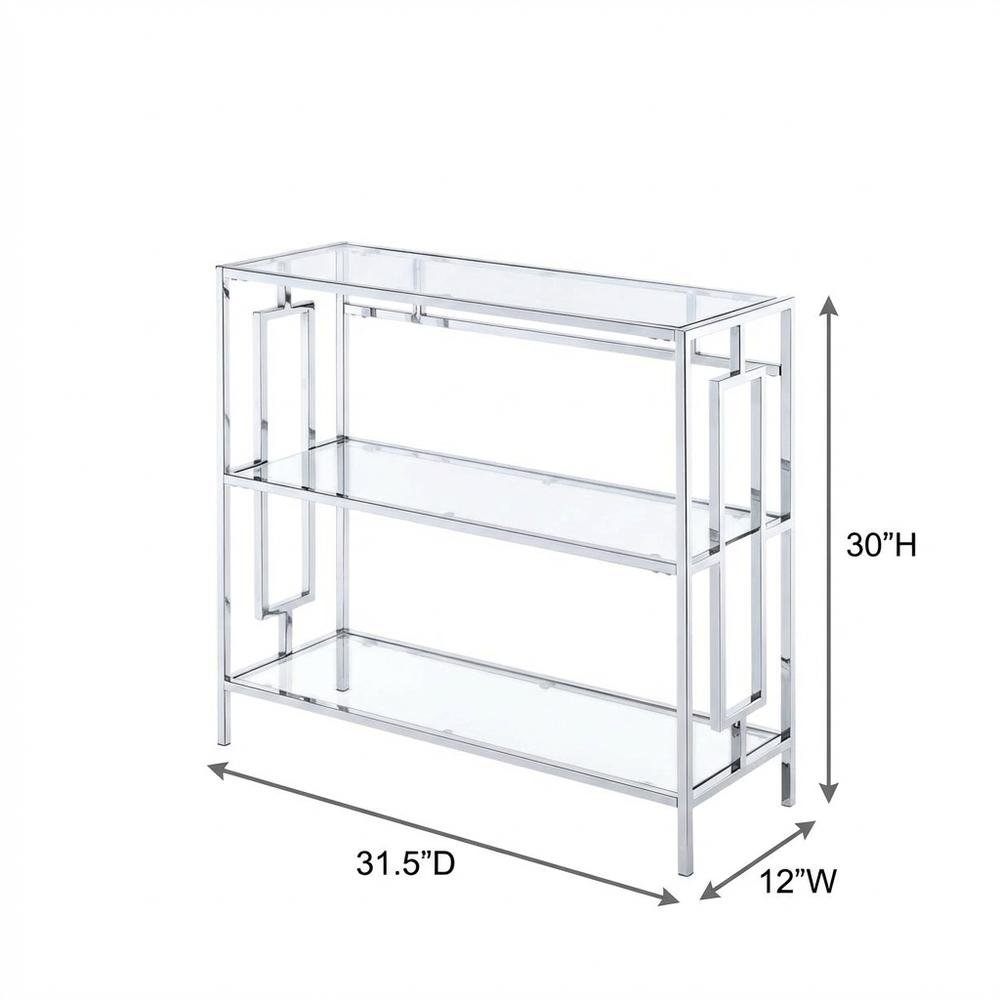 Clear Glass 3-Tier Bookcase with Elegant Glam Design for Modern Decor