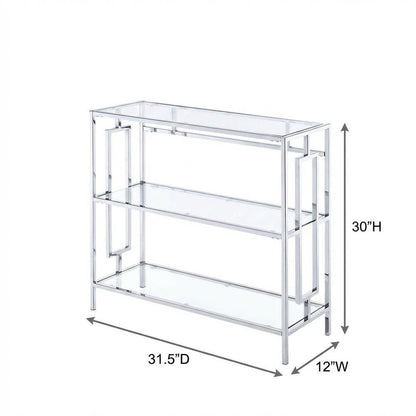 Clear Glass 3-Tier Bookcase with Elegant Glam Design for Modern Decor
