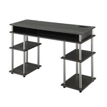 Contemporary Student Desk With Charging Station In Charcoal Gray For Home Office