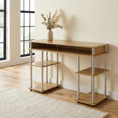 Student Desk With Shelves In Melamine Veneer And Steel Frame For Home Office