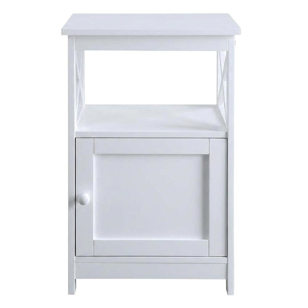 Black wooden end table with storage cabinet for living room or bedroom