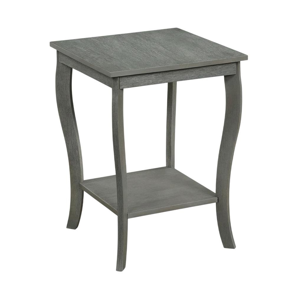 Square End Table with Wirebrush Dark Gray Finish and Modern Design