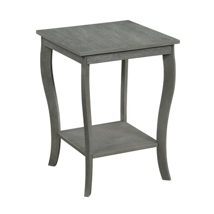 Square End Table with Wirebrush Dark Gray Finish and Modern Design