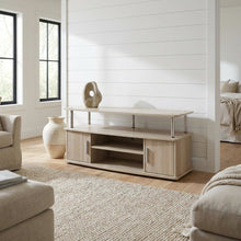 Ice White TV Stand with Cabinets and Shelves for 55-Inch TVs