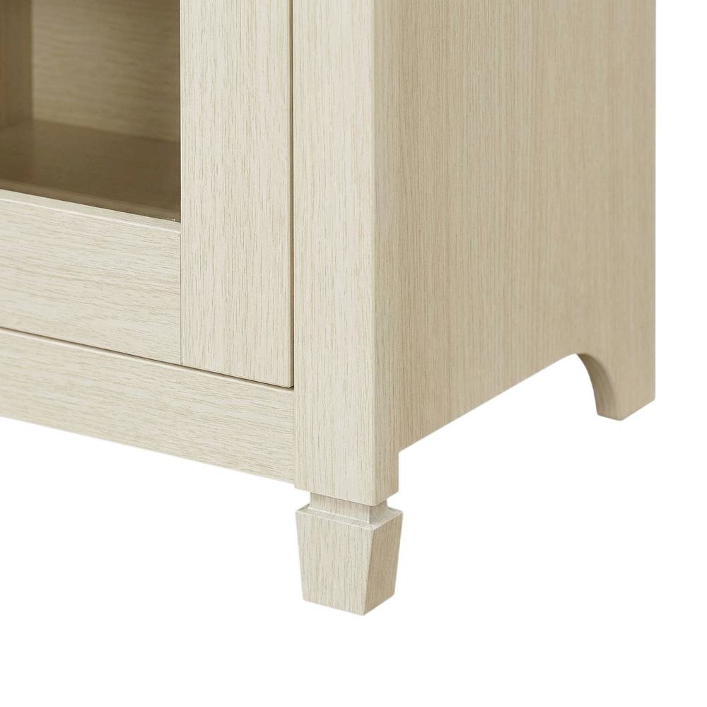 Beige Wooden TV Stand with Storage Cabinets and Shelves for Up to 65-Inch TVs