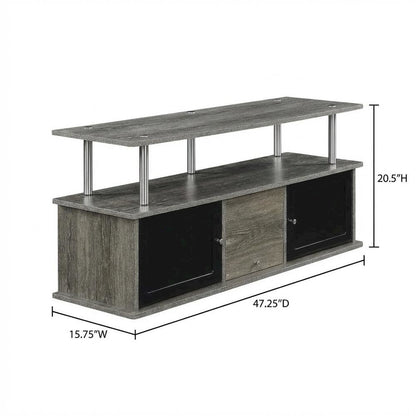 Modern Gray TV Stand with 3 Storage Cabinets and Shelf for 55-Inch TVs