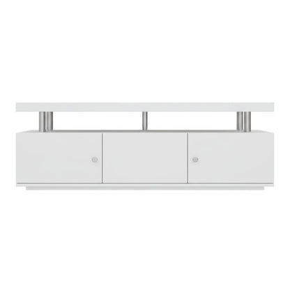 White TV Stand with 3 Storage Cabinets and Shelf for Up to 55-Inch TVs