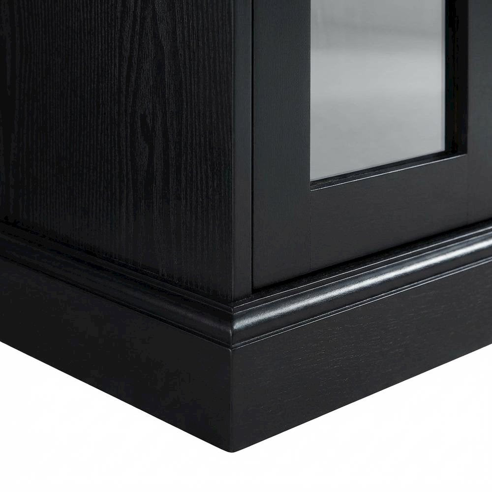 Black Highboy TV Stand with Storage Cabinets and Shelves for 55-Inch TVs