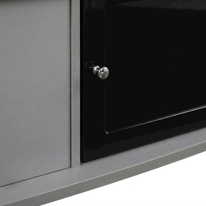 Gray TV Stand with 3 Cabinets and Shelf for 55-Inch TVs
