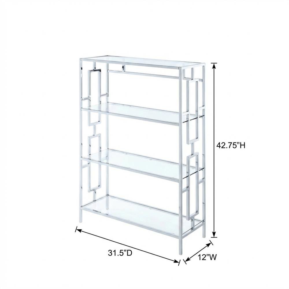 Clear Glass 4-Tier Bookcase with Sleek Contemporary Style