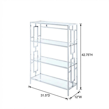 Clear Glass 4-Tier Bookcase with Sleek Contemporary Style