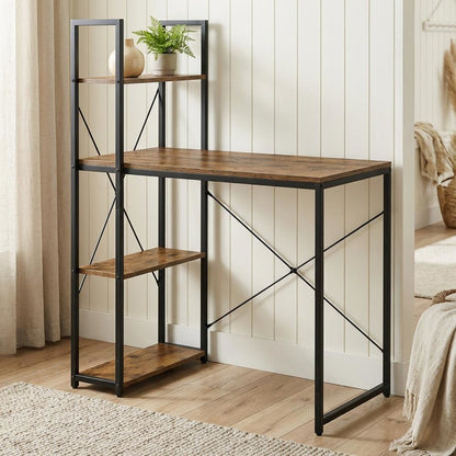 Multi-Color Office Workstation Desk With Shelves And Ample Workspace