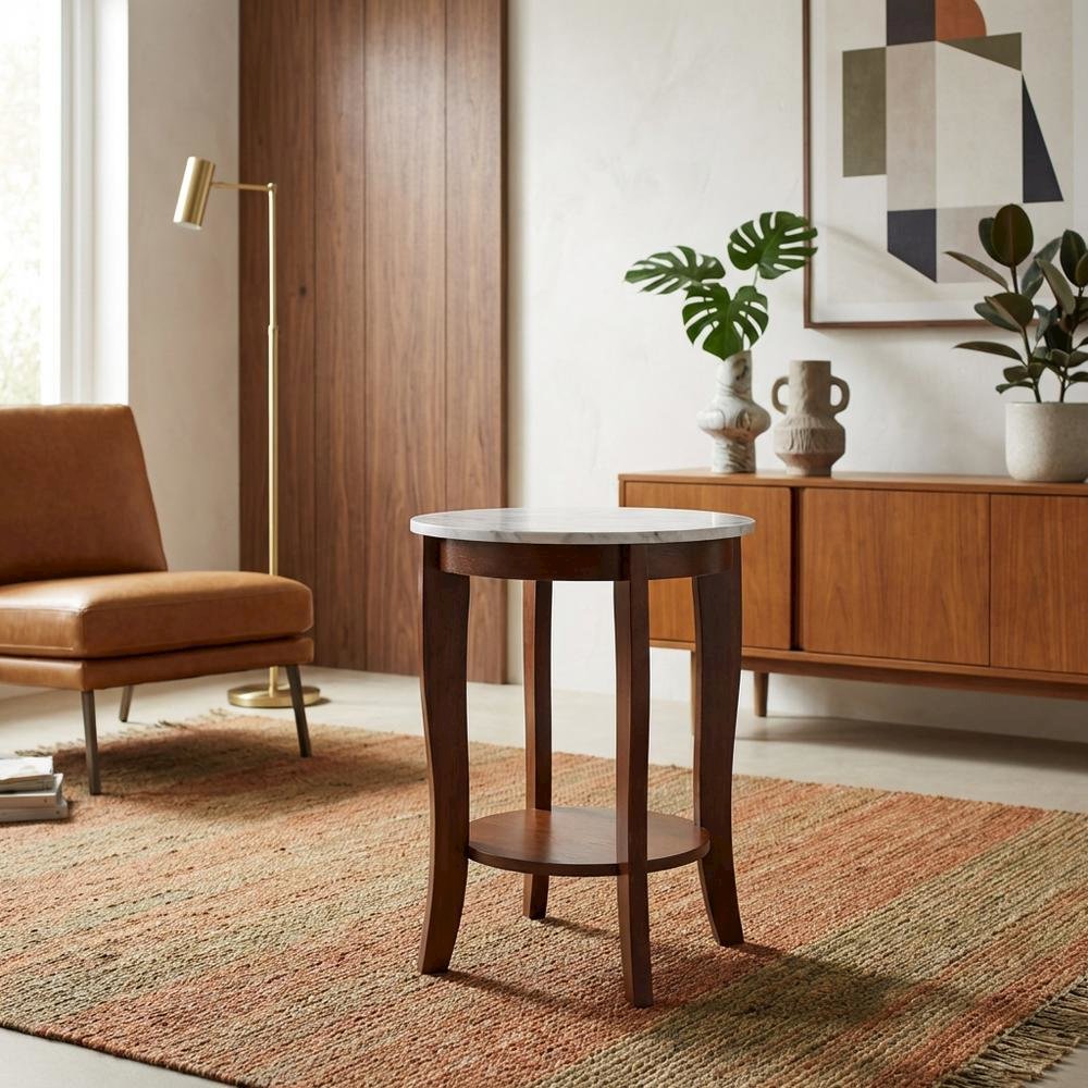 Round End Table with Smooth Surface and Sturdy Frame