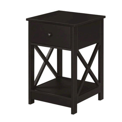 Espresso 1-Drawer End Table with Compact Square Design