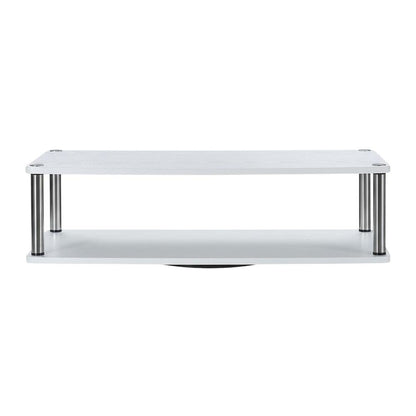 White double tier swivel TV riser, up to 37-inch screens, transitional style