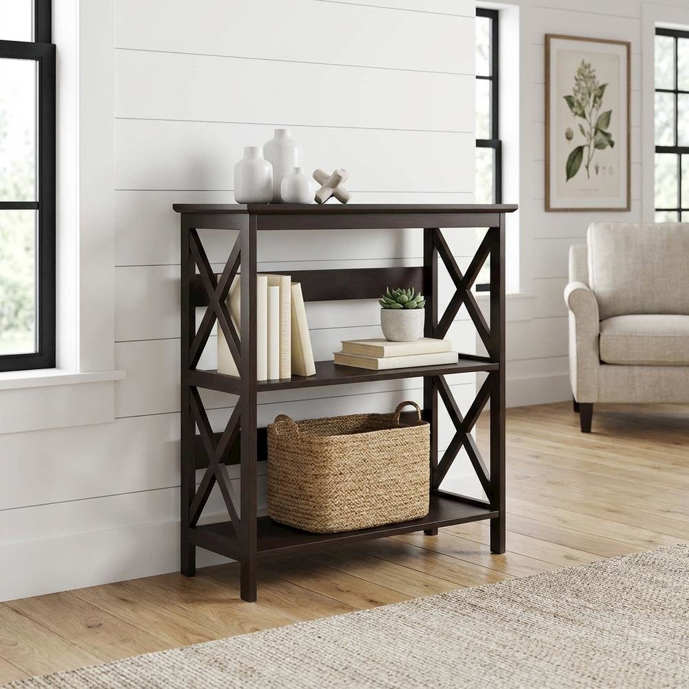 Wooden 3 Tier Bookcase with Sturdy Construction and Versatile Storage