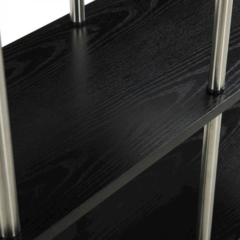 Multishelf L-Shaped Bookshelf with Melamine Veneer and Steel Poles