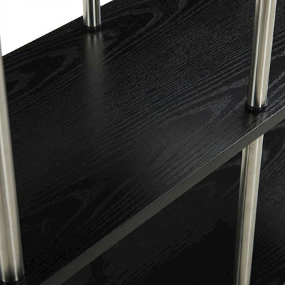 Multishelf L-Shaped Bookshelf with Melamine Veneer and Steel Poles