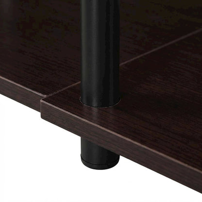 Student Desk With Shelves In Espresso And Black Finish For Organized Workspace