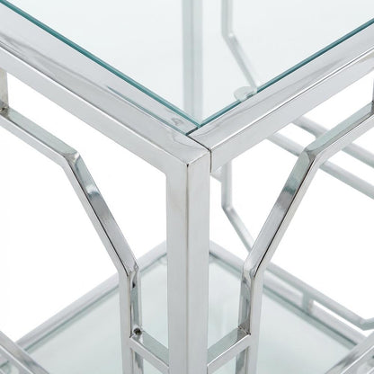 Modern Chrome End Table with Sleek Metal Frame and Minimalist Design