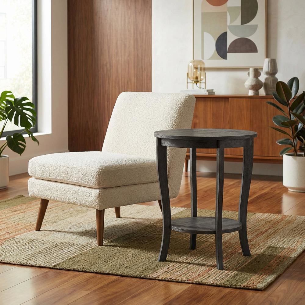 Vintage-Style Round End Table for Living Room or Bedroom