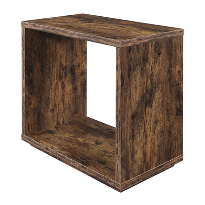 Barnwood Finish End Table with Shelving for Living Room or Bedroom