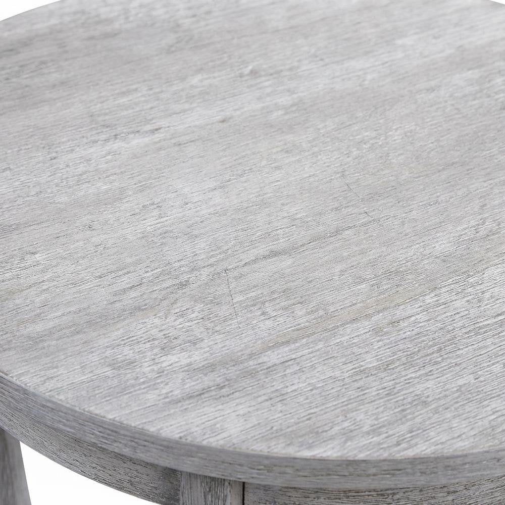 Round End Table with Distressed Finish and Sturdy Construction
