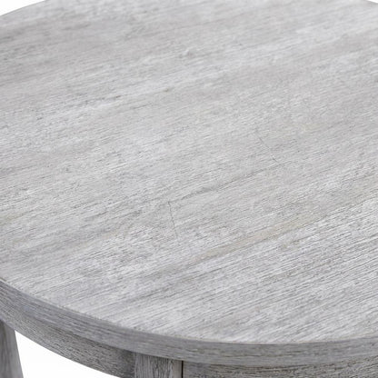 Round End Table with Distressed Finish and Sturdy Construction