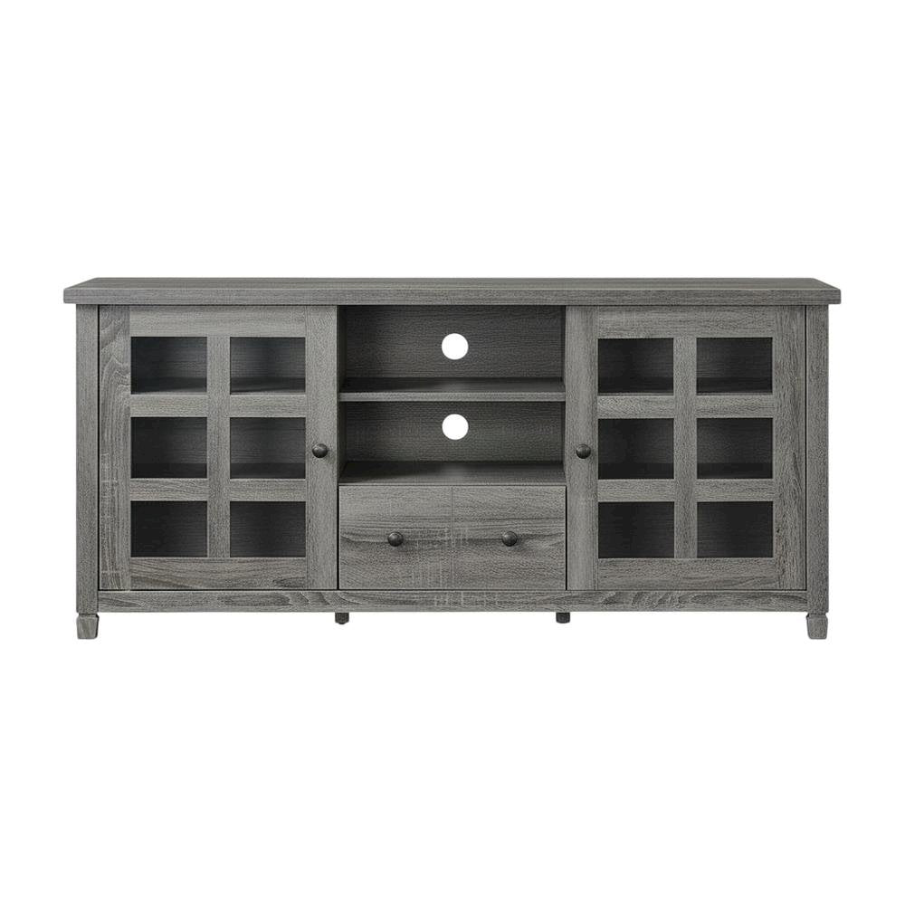 Contemporary Gray TV Stand with 1 Drawer, Storage Cabinets and Shelves