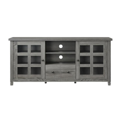 Contemporary Gray TV Stand with 1 Drawer, Storage Cabinets and Shelves