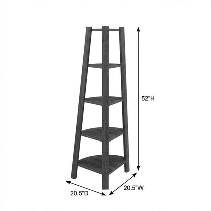Corner Bookcase with Five Shelves for Space Saving Storage